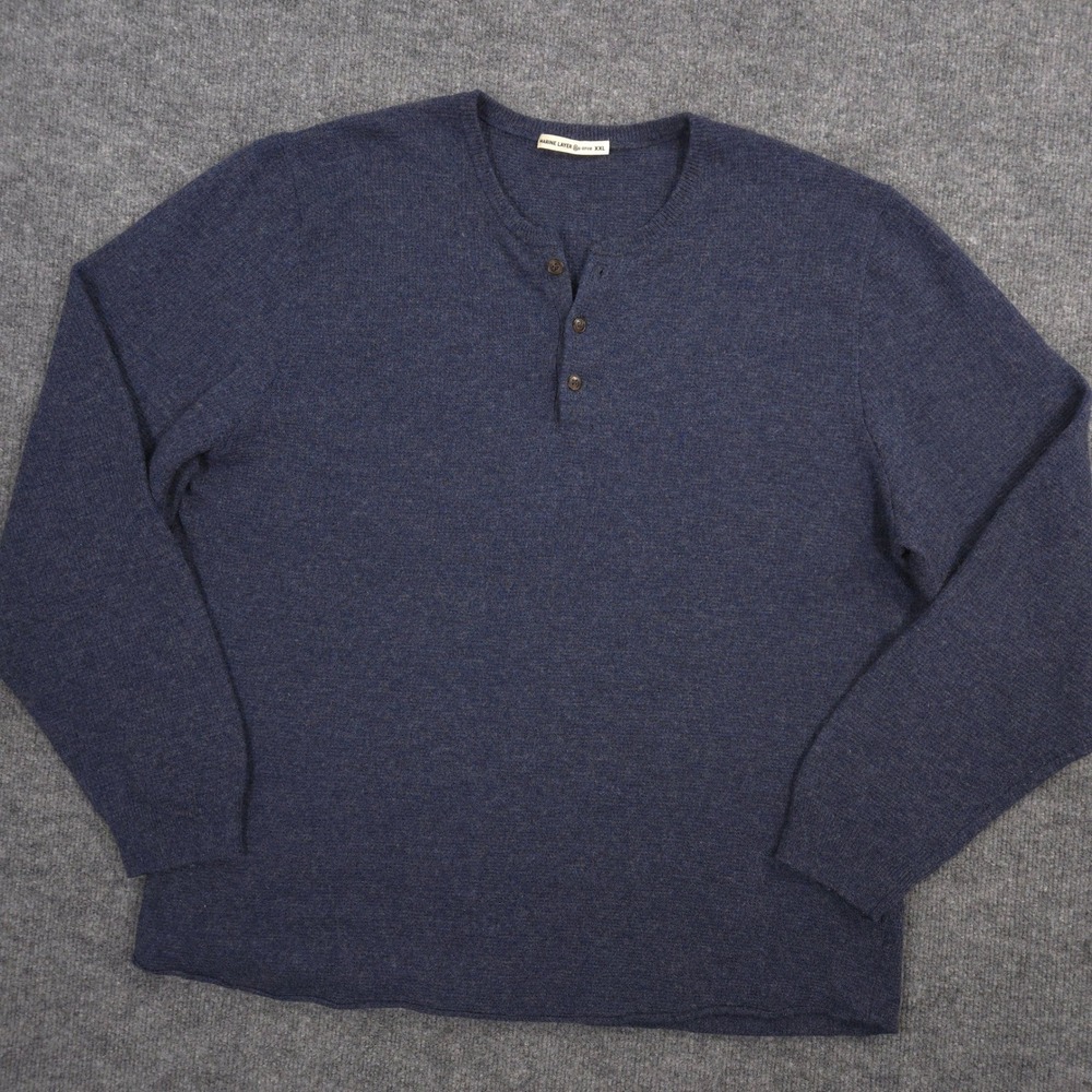 Marine Layer Men’s Navy Blue Henley Crewneck Sweater